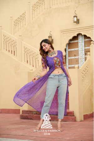 Vibrant Faux Georgette Bandhani Kutchi Embroidery Navratri Kurti Collection 🎶🎨