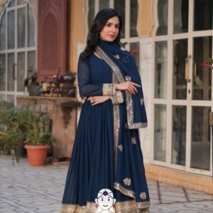 π Embroidery Meets Timeless Comfort - Special Designer Gown