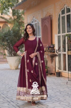 ✨ Faux Blooming Elegance Unveiled - Special Designer Gown