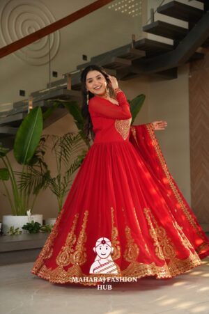 🌟 Traditional Glamour with Modern Comfort in Faux Blooming Gown - Special Designer Gown