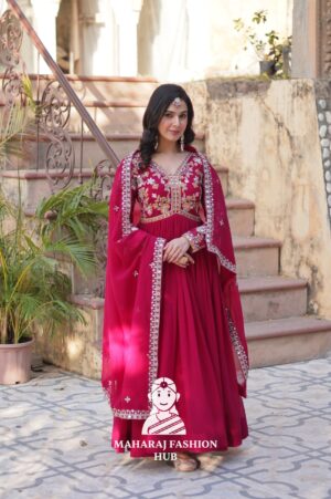 💃 V-Neck Sequined Gown in Faux Blooming Fabric