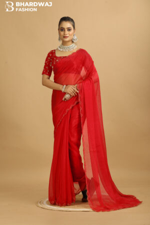 Organza Silk Saree with Designer Embroidered Blouse