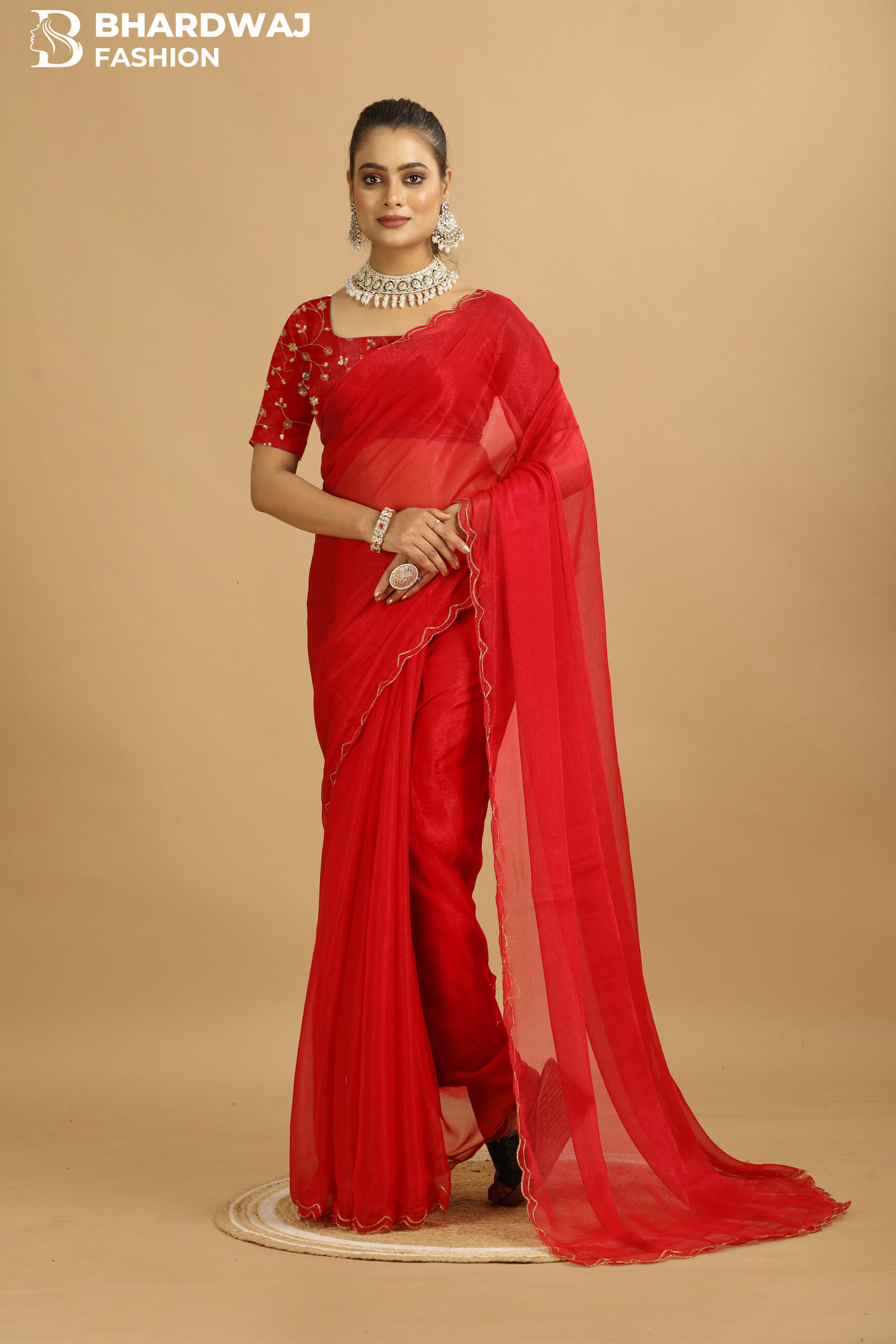 Organza Silk Saree with Designer Embroidered Blouse